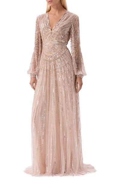 Платье с отделкой пайетками ZUHAIR MURAD светло-розового цвета по цене 1460000 руб., арт. PDR26016/EMWI000, фото 2 Платье с отделкой пайетками ZUHAIR MURAD, арт. PDR26016/EMWI000, фото 2
