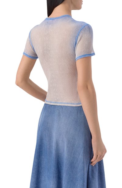 Хлопковая футболка DIESEL голубого цвета по цене 25800 руб., арт. A23519/0HGCN, фото 4 Хлопковая футболка DIESEL, арт. A23519/0HGCN, фото 4