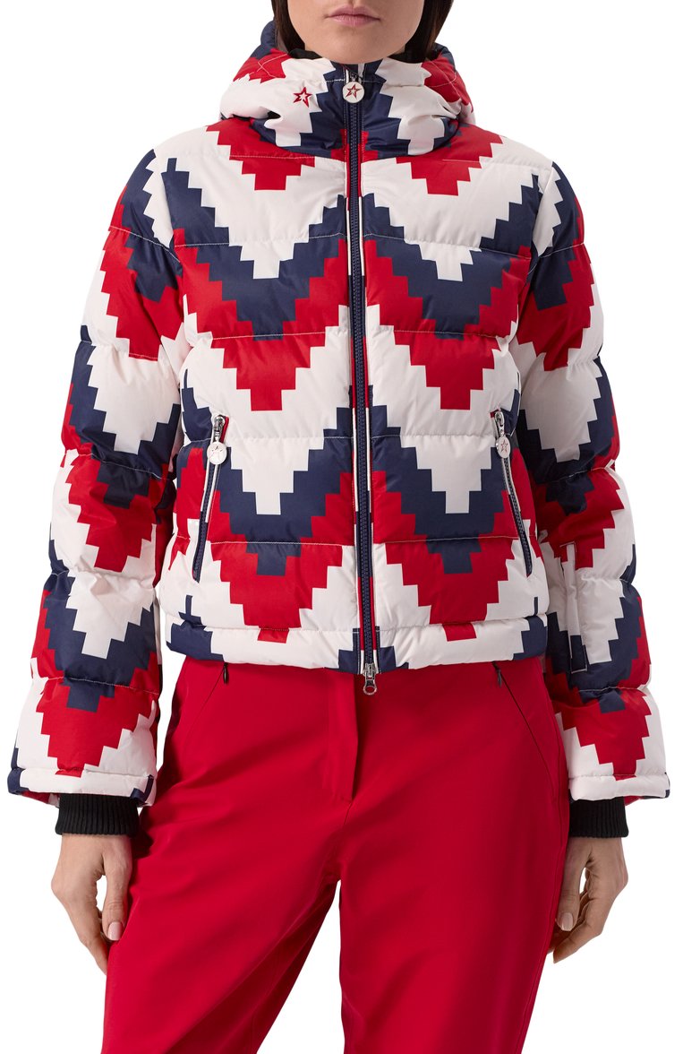 Женский пуховик PERFECT MOMENT разноцветного цвета, арт. W3001158/P0LAR FLARE SKI JACKET II | Фото 3 (Длина (верхняя одежда): Короткие; Рукава: Длинные; Материал сплава: Проставлено; Материал утеплителя: Пух и перо; Драгоценные камни: Проставлено; Материал подклада: Синтетический материал; Кросс-КТ: лыжи, Пуховик; Стили: Спорт-шик; Материал внешний: Синтетический материал)