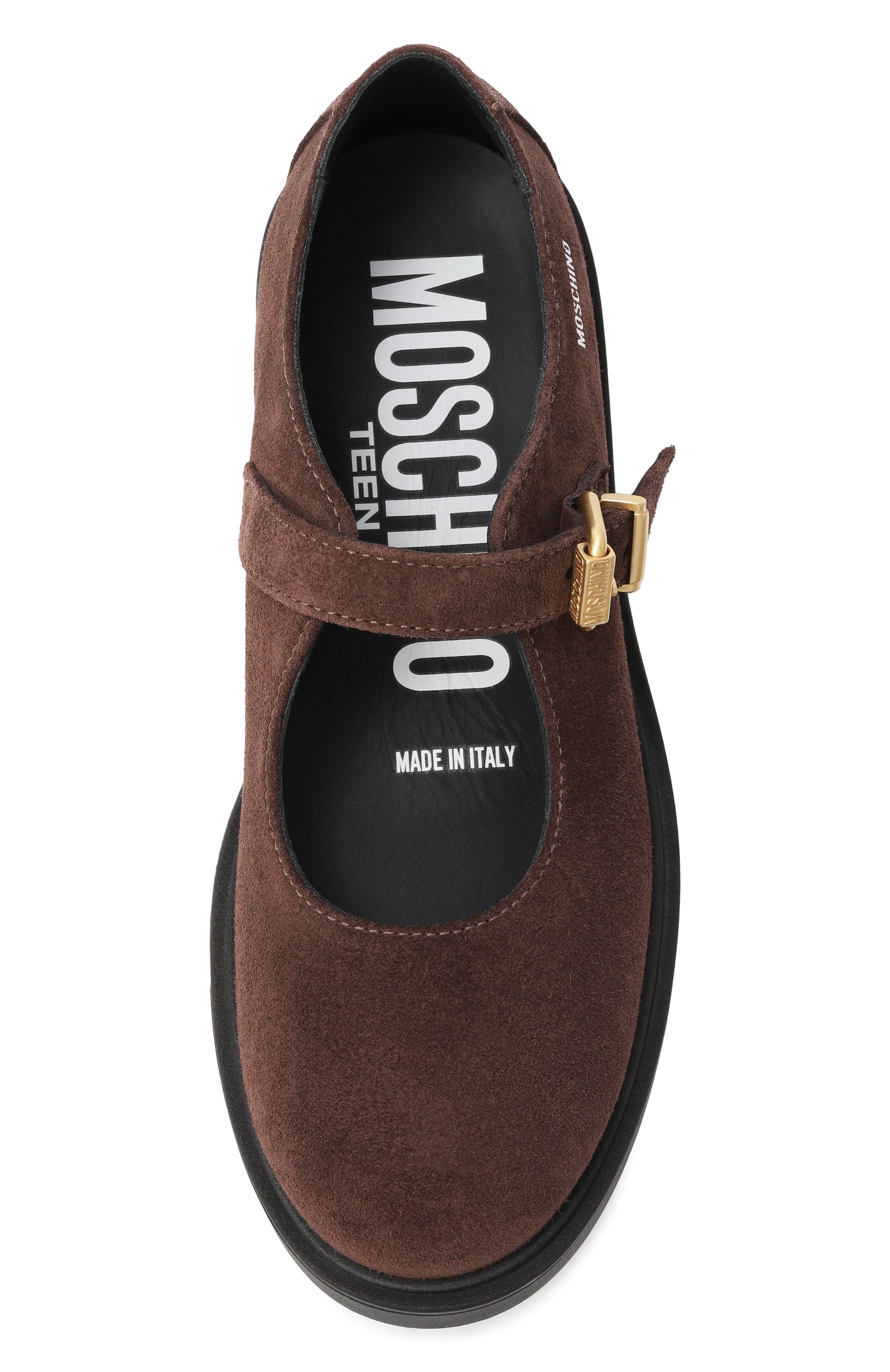 Замшевые туфли MOSCHINO коричневого цвета по цене 29750 руб., арт. 81943/VAR4/36-40, фото 4 Замшевые туфли MOSCHINO, арт. 81943/VAR4/36-40, фото 4