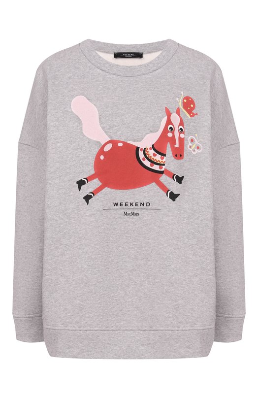 Хлопковый свитшот Weekend Max Mara WKDG0MM0S0 Серый WKDG0MM0S0