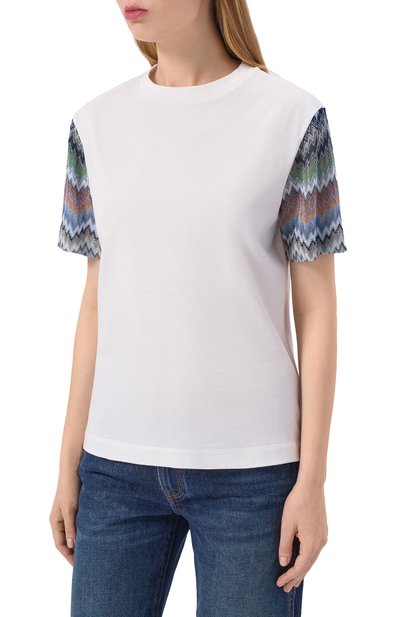 Хлопковая футболка MISSONI белого цвета по цене 41700 руб., арт. DS26SL05/BJ00QR, фото 3 Хлопковая футболка MISSONI, арт. DS26SL05/BJ00QR, фото 3