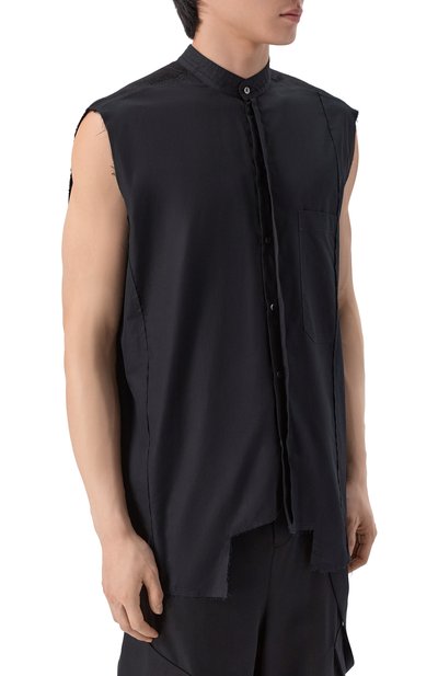 Комбинированная рубашка ISABEL BENENATO черного цвета по цене 75300 руб., арт. UW62S26, фото 3 Комбинированная рубашка ISABEL BENENATO, арт. UW62S26, фото 3