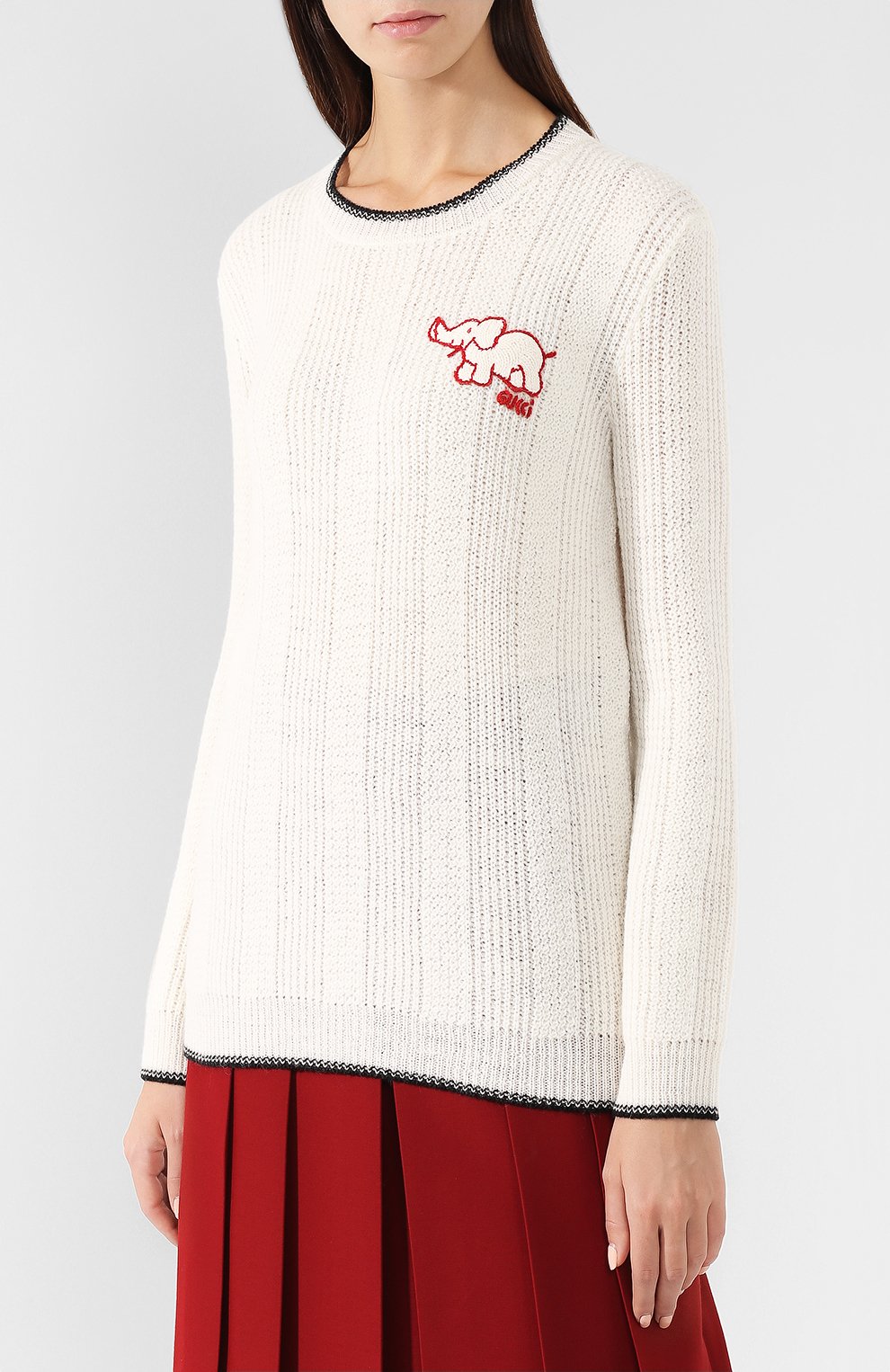 Шерстяной пуловер с контрастной вышивкой GUCCI, арт. 543450/X900B, фото 3
