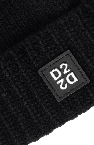 Шапка из шерсти и вискозы DSQUARED2 черного цвета по цене 29500 руб., арт. KNM0214/01W00306, фото 3 Шапка из шерсти и вискозы DSQUARED2, арт. KNM0214/01W00306, фото 3
