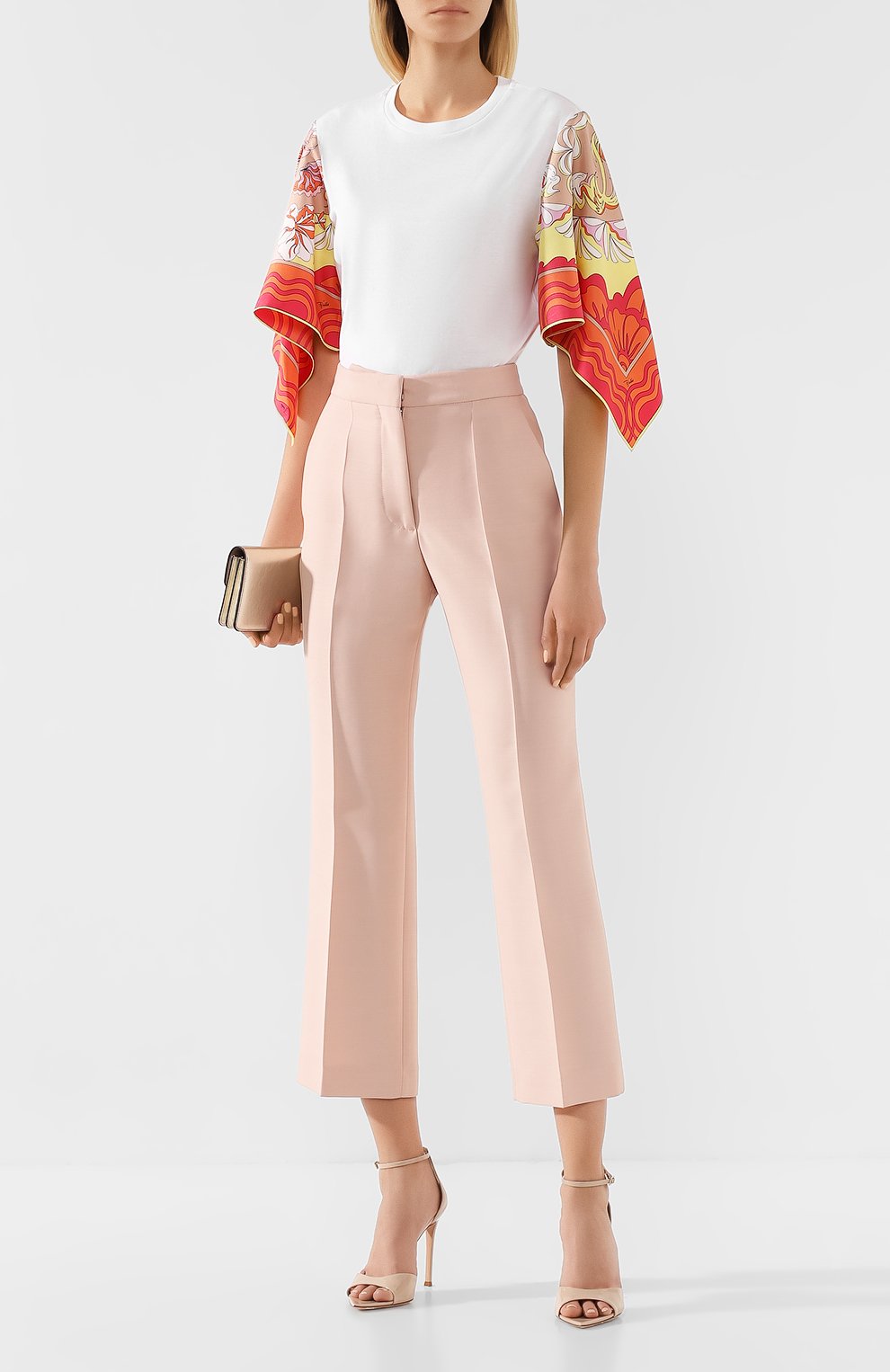 Футболка из смеси хлопка и шелка EMILIO PUCCI белого цвета по цене 39950 руб., арт. 0EJP10/0E988, фото 2 Футболка из смеси хлопка и шелка EMILIO PUCCI, арт. 0EJP10/0E988, фото 2