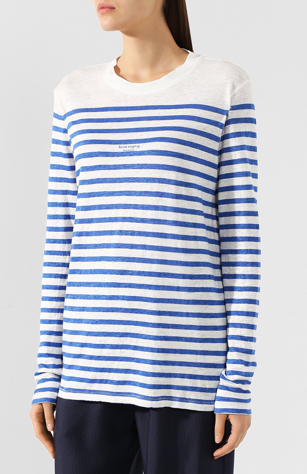 Льняной лонгслив ACNE STUDIOS голубого цвета по цене 16450 руб., арт. AL0003, фото 3 Льняной лонгслив ACNE STUDIOS, арт. AL0003, фото 3
