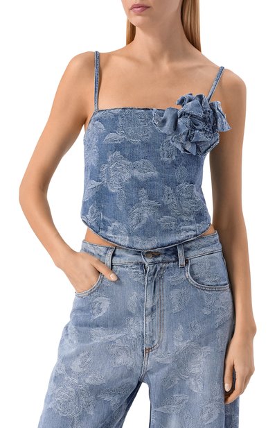 Джинсовый топ GIUSEPPE DI MORABITO голубого цвета по цене 55950 руб., арт. 06PSDNT98L 16305, фото 3 Джинсовый топ GIUSEPPE DI MORABITO, арт. 06PSDNT98L 16305, фото 3