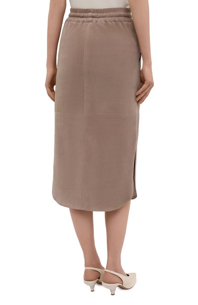 Замшевая юбка BRUNELLO CUCINELLI темно-бежевого цвета по цене 350000 руб., арт. MPW30G3129, фото 4 Замшевая юбка BRUNELLO CUCINELLI, арт. MPW30G3129, фото 4