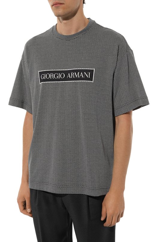 Хлопковая футболка Giorgio Armani GM000315/AF12174 Чёрно-белый  GM000315/AF12174 Фото 3