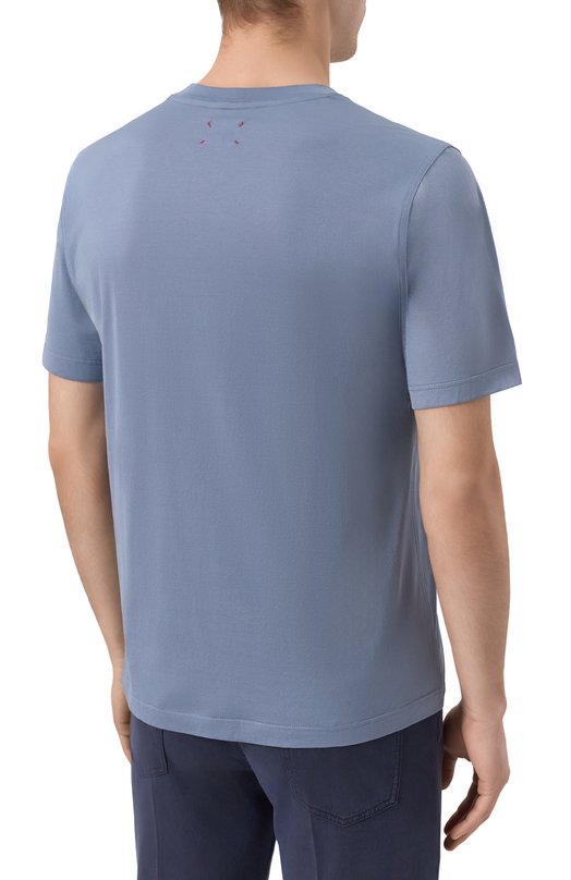 Хлопковая футболка Kiton UMK0717K316 Голубой  UMK0717K316 Фото 4
