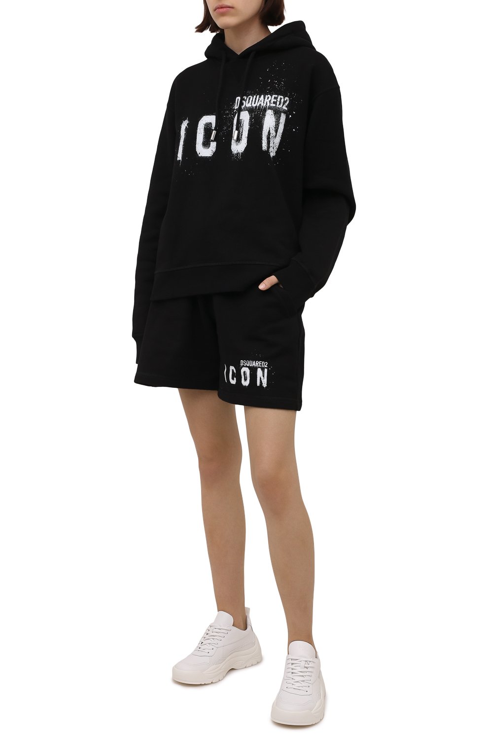 Хлопковое худи DSQUARED2 черного цвета по цене 44300 руб., арт. S80GU0054/S25516, фото 2 Хлопковое худи DSQUARED2, арт. S80GU0054/S25516, фото 2