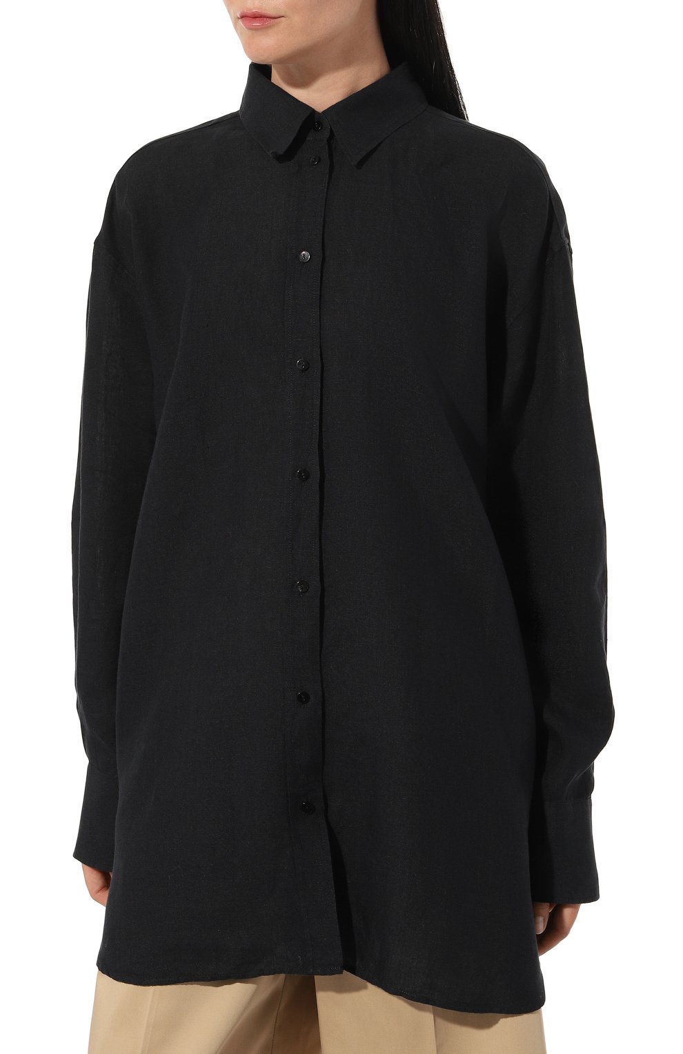 Льняная рубашка LA NEIGE черного цвета по цене 23100 руб., арт. #CAS-25-LS, фото 3 Льняная рубашка LA NEIGE, арт. #CAS-25-LS, фото 3
