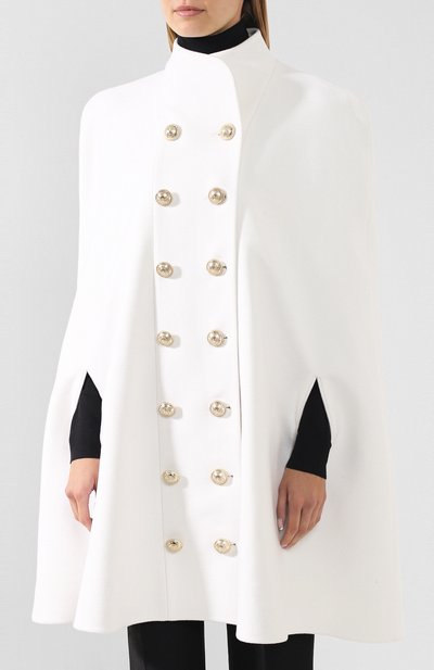 Накидка из смеси шерсти и кашемира BALMAIN белого цвета по цене 358000 руб., арт. SF08603/W006, фото 3 Накидка из смеси шерсти и кашемира BALMAIN, арт. SF08603/W006, фото 3