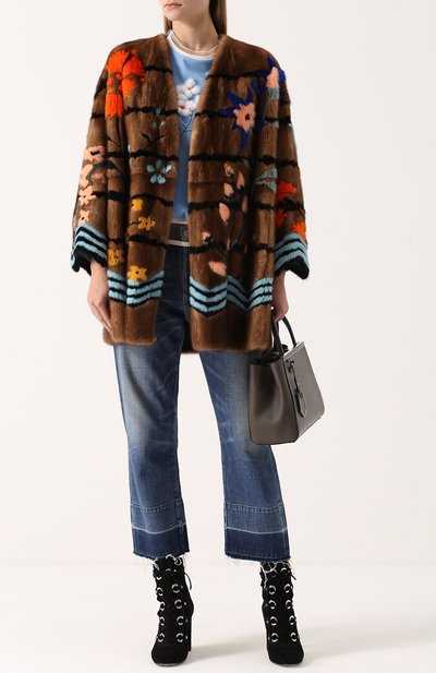 Укороченная шуба из меха норки с контрастной отделкой FENDI, арт. FNF65A/SDT, фото 2