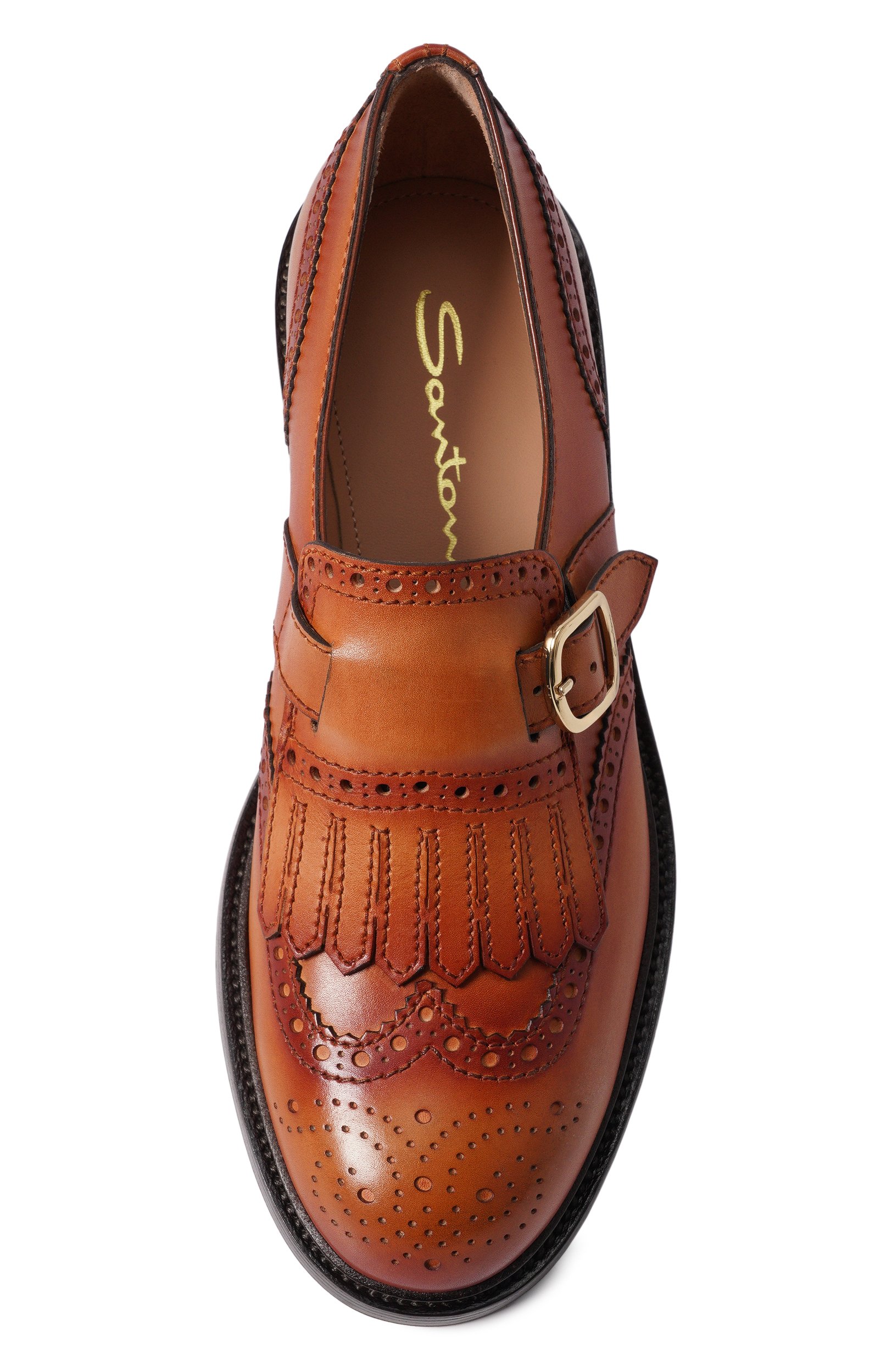 Кожаные монки bubble cuoio SANTONI светло-коричневого цвета по цене 132500 руб., арт. WUUG72481BJ2NWVL, фото 6 Кожаные монки bubble cuoio SANTONI, арт. WUUG72481BJ2NWVL, фото 6