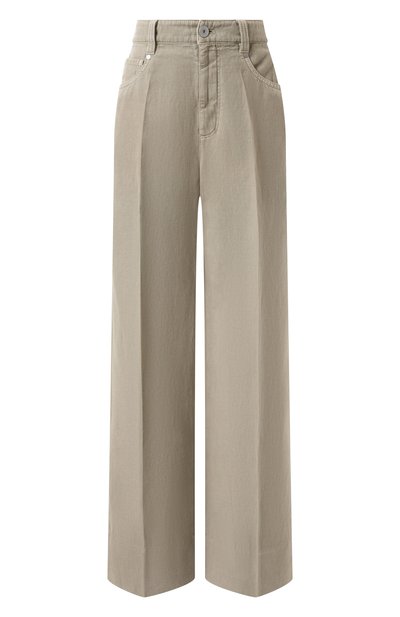Женские брюки из хлопка и льна BRUNELLO CUCINELLI, арт. ML996P5992