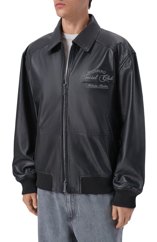 Кожаный бомбер Iceberg Z020/6805 Чёрный  Z020/6805 Фото 3