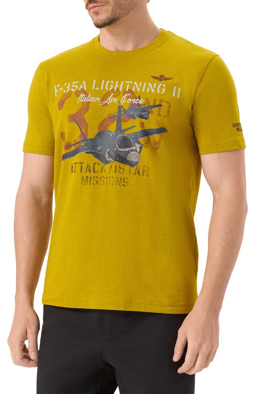 Хлопковая футболка Aeronautica Militare TS2472UJ00708 Жёлтый  TS2472UJ00708 Фото 3