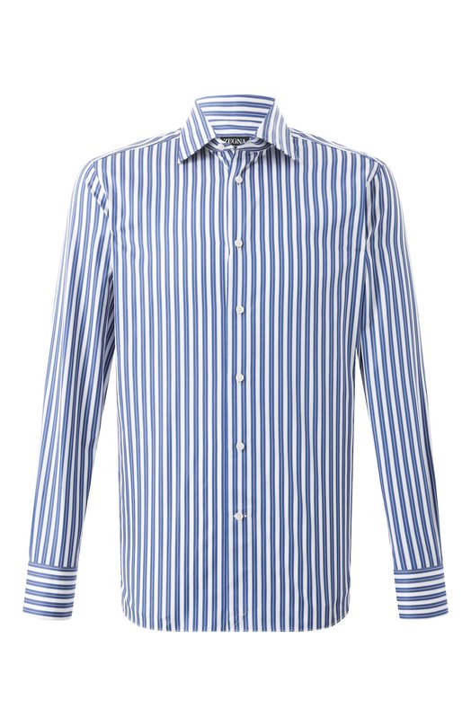 Хлопковая рубашка Zegna 701526A7/9MS0JI Синий 701526A7/9MS0JI