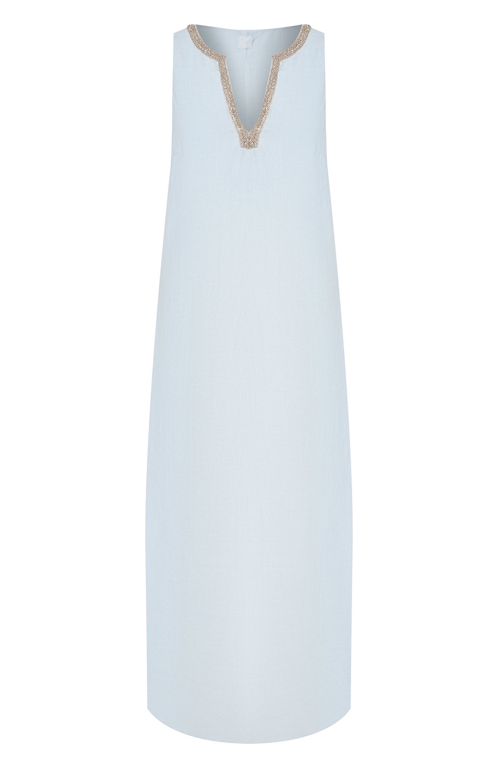 Льняное платье 120% LINO голубого цвета по цене 37200 руб., арт. P0W400X/0115/002, фото 1 Льняное платье 120% LINO, арт. P0W400X/0115/002, фото 1