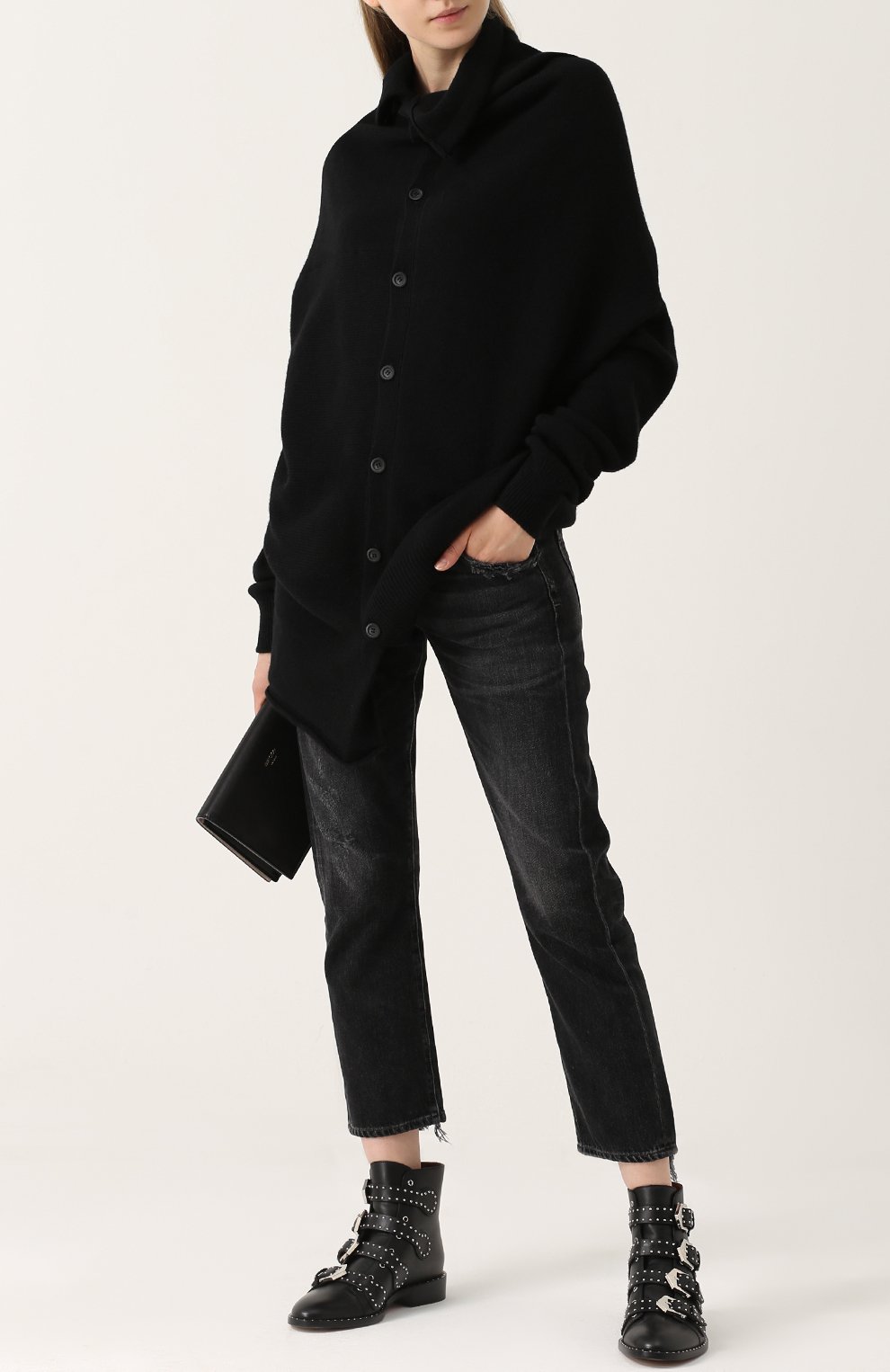 Шерстяной кардиган YOHJI YAMAMOTO черного цвета по цене 63850 руб., арт. YQ-K80-146, фото 2 Шерстяной кардиган YOHJI YAMAMOTO, арт. YQ-K80-146, фото 2