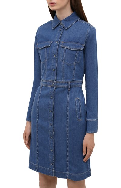 Джинсовое платье 7 FOR ALL MANKIND синего цвета по цене 32300 руб., арт. JSLLZ030WT, фото 3 Джинсовое платье 7 FOR ALL MANKIND, арт. JSLLZ030WT, фото 3