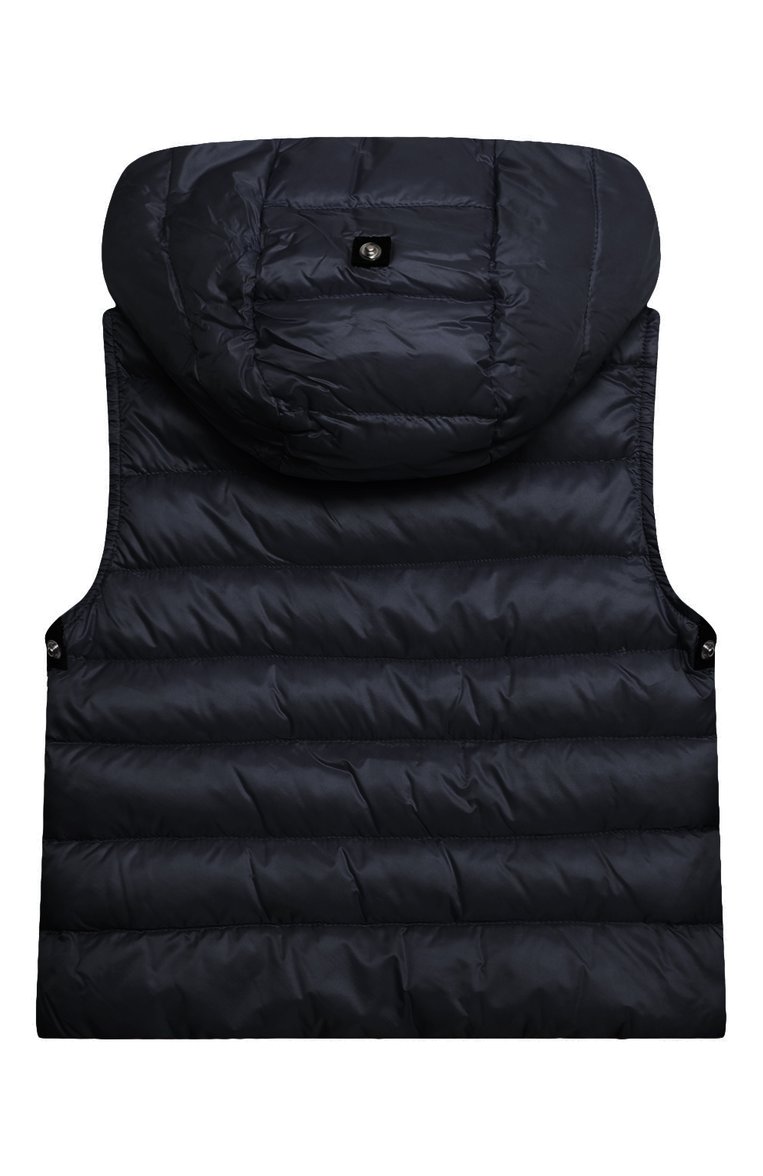 Детская комплект из ветровки и жилета MONCLER темно-синего цвета, арт. H1-954-1A000-23-539HW/4-6A | Фото 6 (Рукава: Длинные; Материал внешний: Синтетический материал; Материал сплава: Проставлено; Материал подклада: Синтетический матери�ал; Драгоценные камни: Проставлено; Ростовка одежда: 4 года | 104 см, 5 лет | 110 см, 6 лет | 116 см)