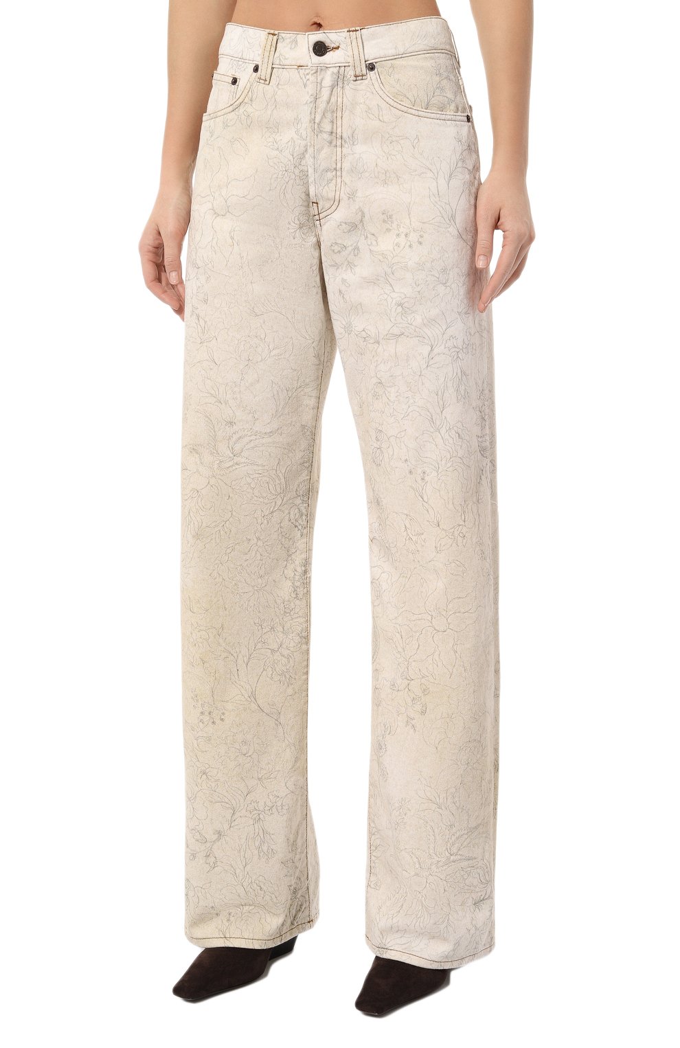 Джинсы DRIES VAN NOTEN кремового цвета по цене 79950 руб., арт. 232-010927-7460, фото 3 Джинсы DRIES VAN NOTEN, арт. 232-010927-7460, фото 3