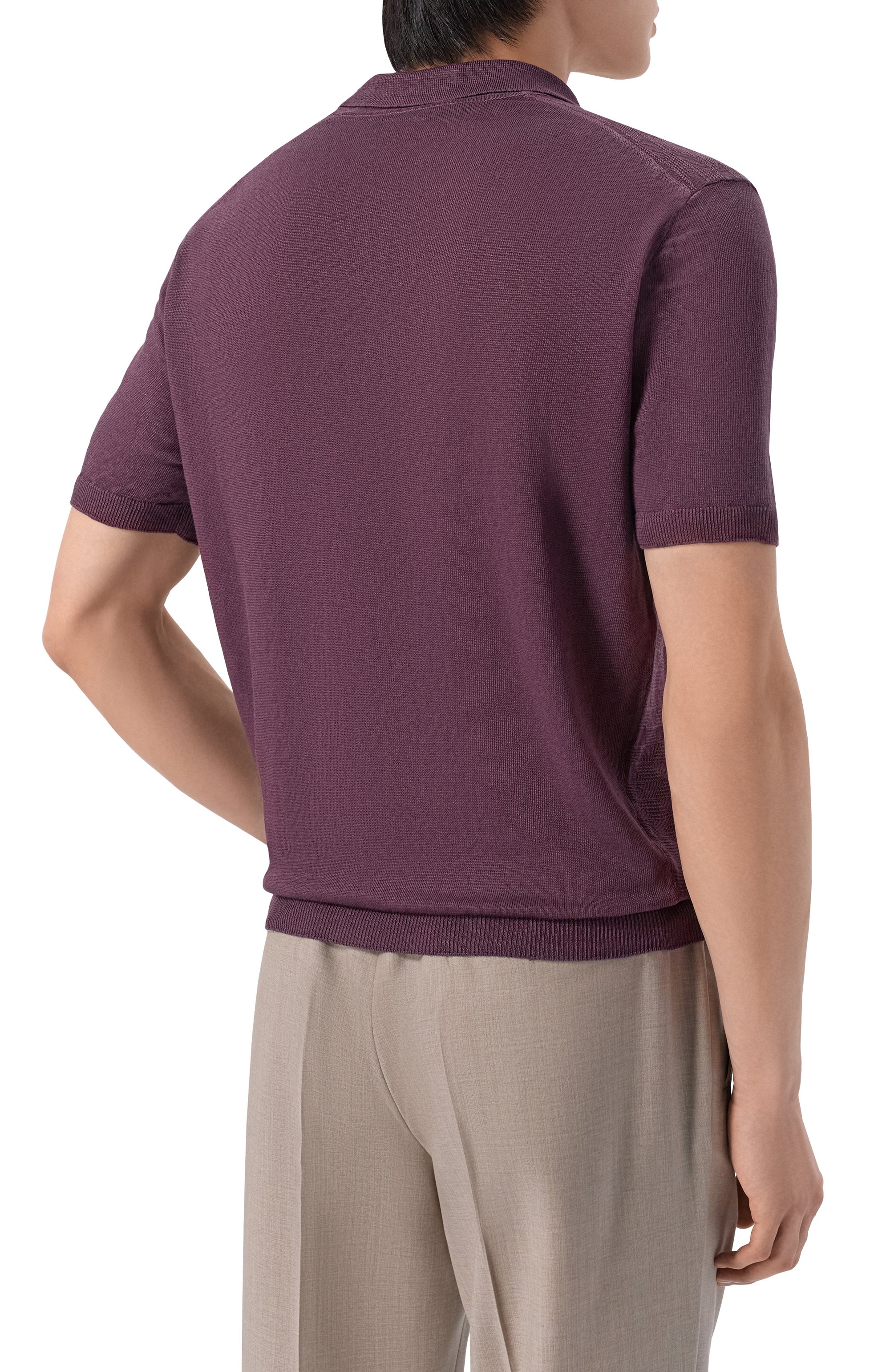 Льняное поло CORNELIANI фиолетового цвета по цене 57650 руб., арт. 27M570/2725135, фото 4 Льняное поло CORNELIANI, арт. 27M570/2725135, фото 4