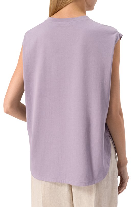 Хлопковая футболка Brunello Cucinelli M0T81HA830 Сиреневый  M0T81HA830 Фото 4