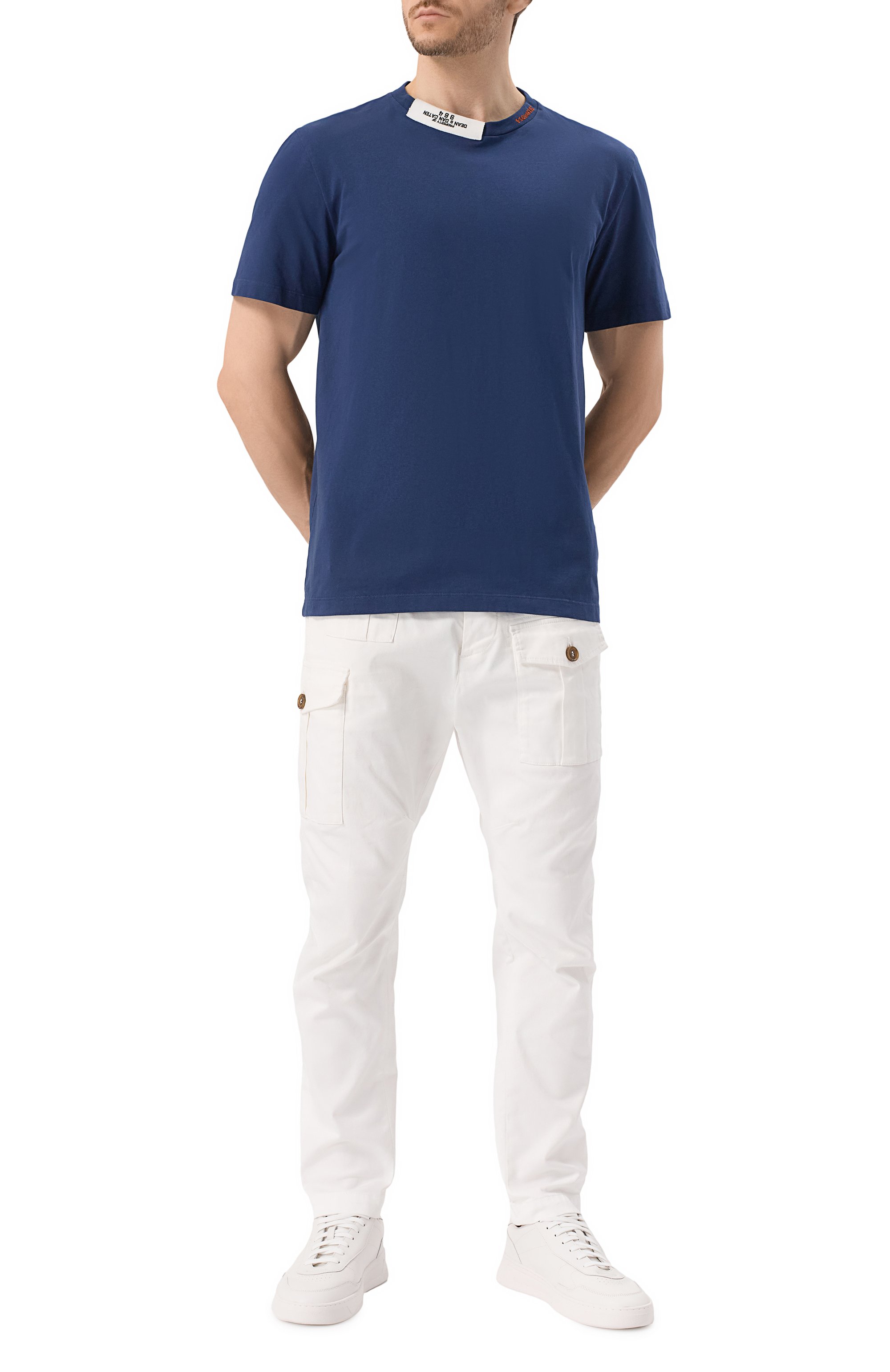 Хлопковая футболка DSQUARED2 темно-синего цвета по цене 35150 руб., арт. S74GD1417/D20020, фото 2 Хлопковая футболка DSQUARED2, арт. S74GD1417/D20020, фото 2