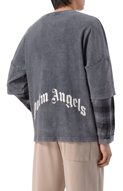 Хлопковый лонгслив PALM ANGELS темно-серого цвета по цене 33800 руб., арт. PMAB05ES26JER001, фото 4 Хлопковый лонгслив PALM ANGELS, арт. PMAB05ES26JER001, фото 4