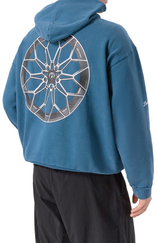 Хлопковое худи Balenciaga x Automobili Lamborghini Balenciaga 767877/TSVT9 Голубой  767877/TSVT9 Фото 4