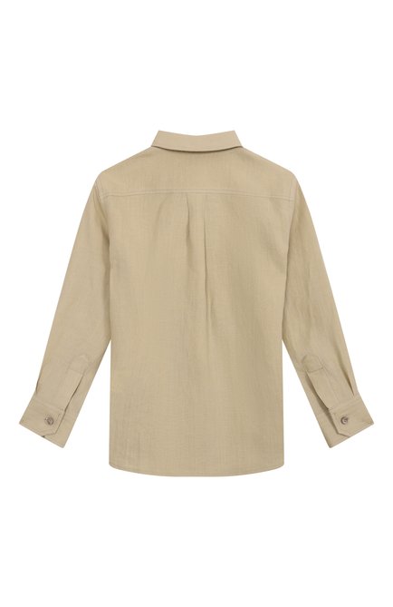 Детская льняная рубашка DOLCE & GABBANA бежевого цвета, арт. L42S70/FU4LH/2-6 | Фото 2 (Рукава: Длинные; Материал сплава: Проставлено; Материал внешний: Лен; Драгоценные камни: Проставлено)
