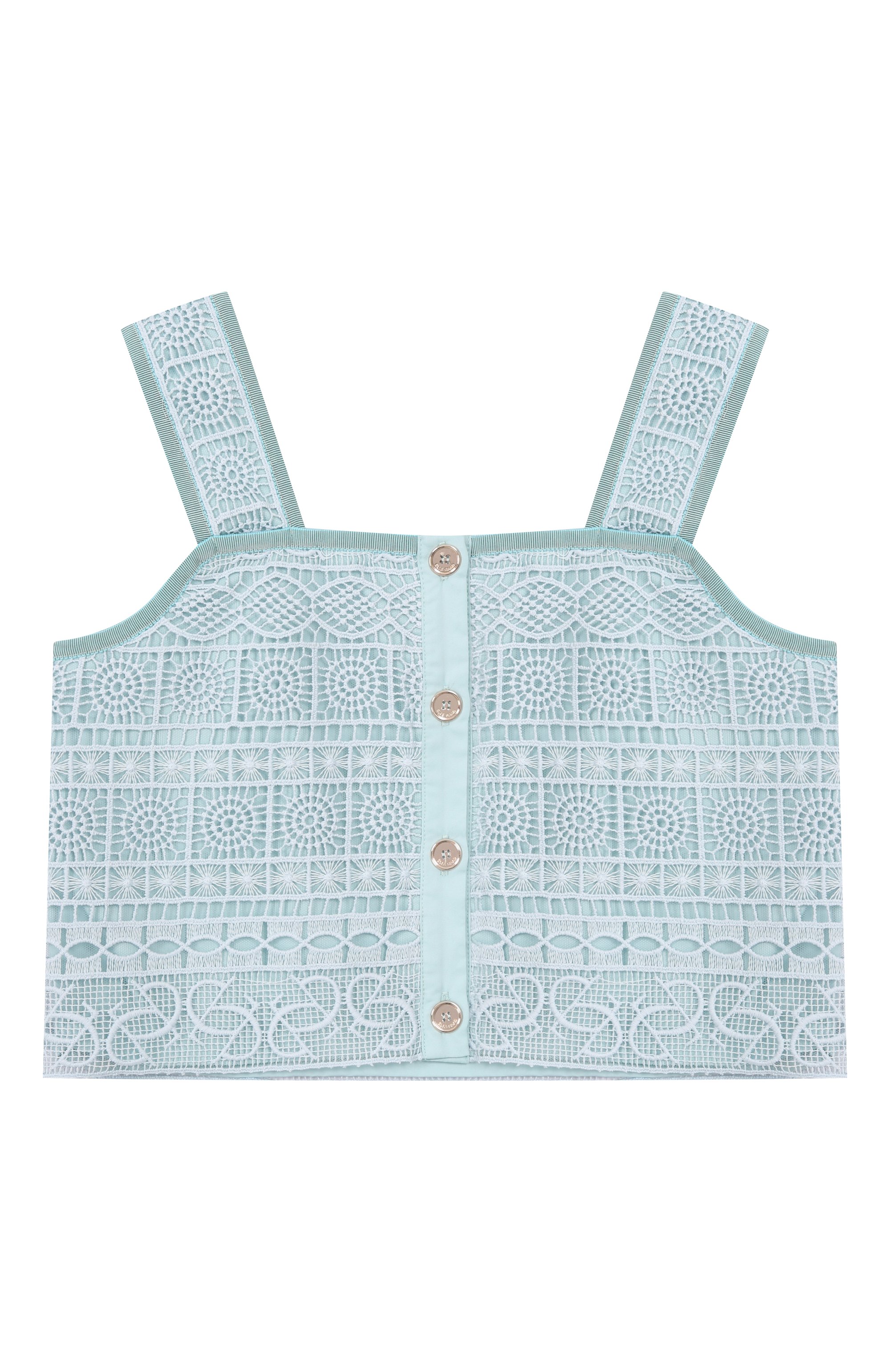 Хлопковый топ ELIE SAAB JUNIOR голубого цвета по цене 37750 руб., арт. EFTP024/TS1124, фото 2 Хлопковый топ ELIE SAAB JUNIOR, арт. EFTP024/TS1124, фото 2