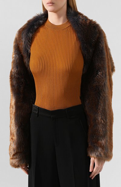 Накидка из экомеха DRIES VAN NOTEN коричневого цвета по цене 42750 руб., арт. 192-10611-8130, фото 3 Накидка из экомеха DRIES VAN NOTEN, арт. 192-10611-8130, фото 3