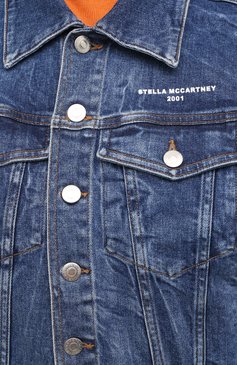 Женская джинсовая куртка STELLA MCCARTNEY синего цвета, арт. 601504/S0H02 | Фото 5 (Рукава: Длинные; Материал внешний: Хлопок, Деним; Длина (верхняя одежда): Короткие; Стили: Кэжуэл; Кросс-КТ: Куртка, Деним, Легкие; Материал сплава: Проставлено; Драгоценные камни: Проставлено)