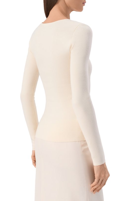 Шерстяной пуловер TOTEME 254-WRT0571-YA0128 Кремовый  254-WRT0571-YA0128 Фото 4