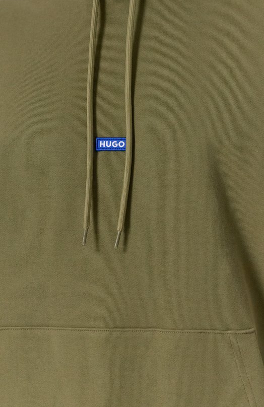 Хлопковое худи HUGO Blue 50522374 Хаки  50522374 Фото 5