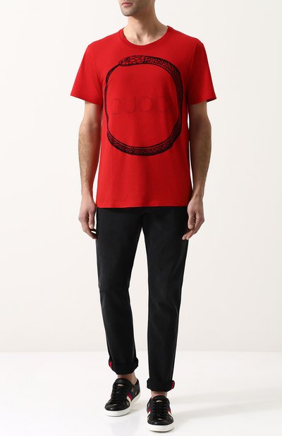 Хлопковая футболк а с принтом GUCCI, арт. 493117/X3I19, фото 2