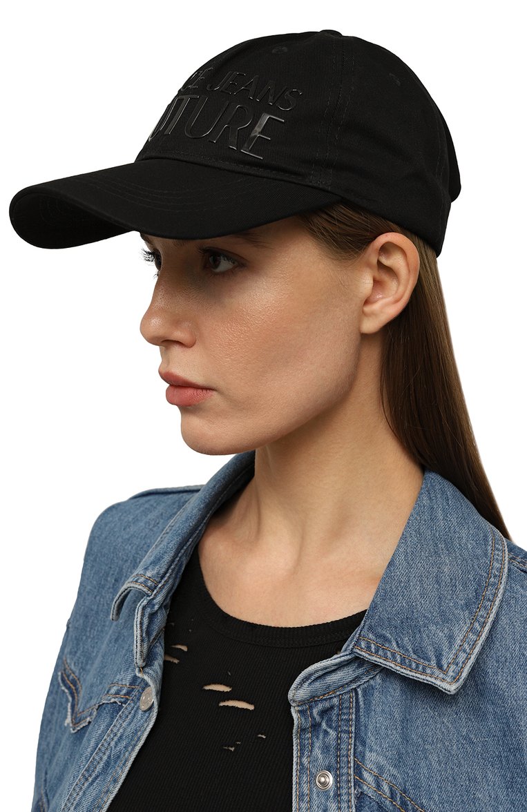 Женская хлопковая бейсболка VERSACE JEANS COUTURE черного цвета, арт. 76HAZK32/ZG207 | Фото 2 (Нос: Не проставлено; Материал: Текстиль, Хлопок)