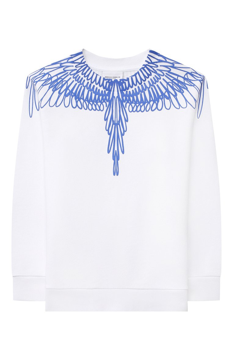 Детский хлопковый свитшот MARCELO BURLON KIDS OF MILAN белого цвета, арт. 21E/B/MB/2000/0020/2-6Y | Фото 1 (Мальчики Кросс-КТ: Толстовка-одежда, Свитшот-одежда; Материал внешний: Хлопок; Рукава: Длинные; Региональные ограничения белый список (Axapta Mercury): RU; Драгоценные камни: Проставлено; Материал сплава: Проставлено; Ростовка одежда: 6 лет | 116 см)