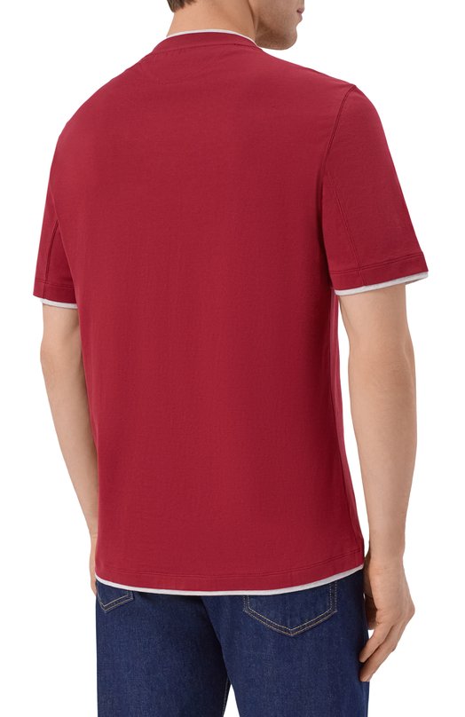 Хлопковая футболка Brunello Cucinelli M0B137427 Красный  M0B137427 Фото 4