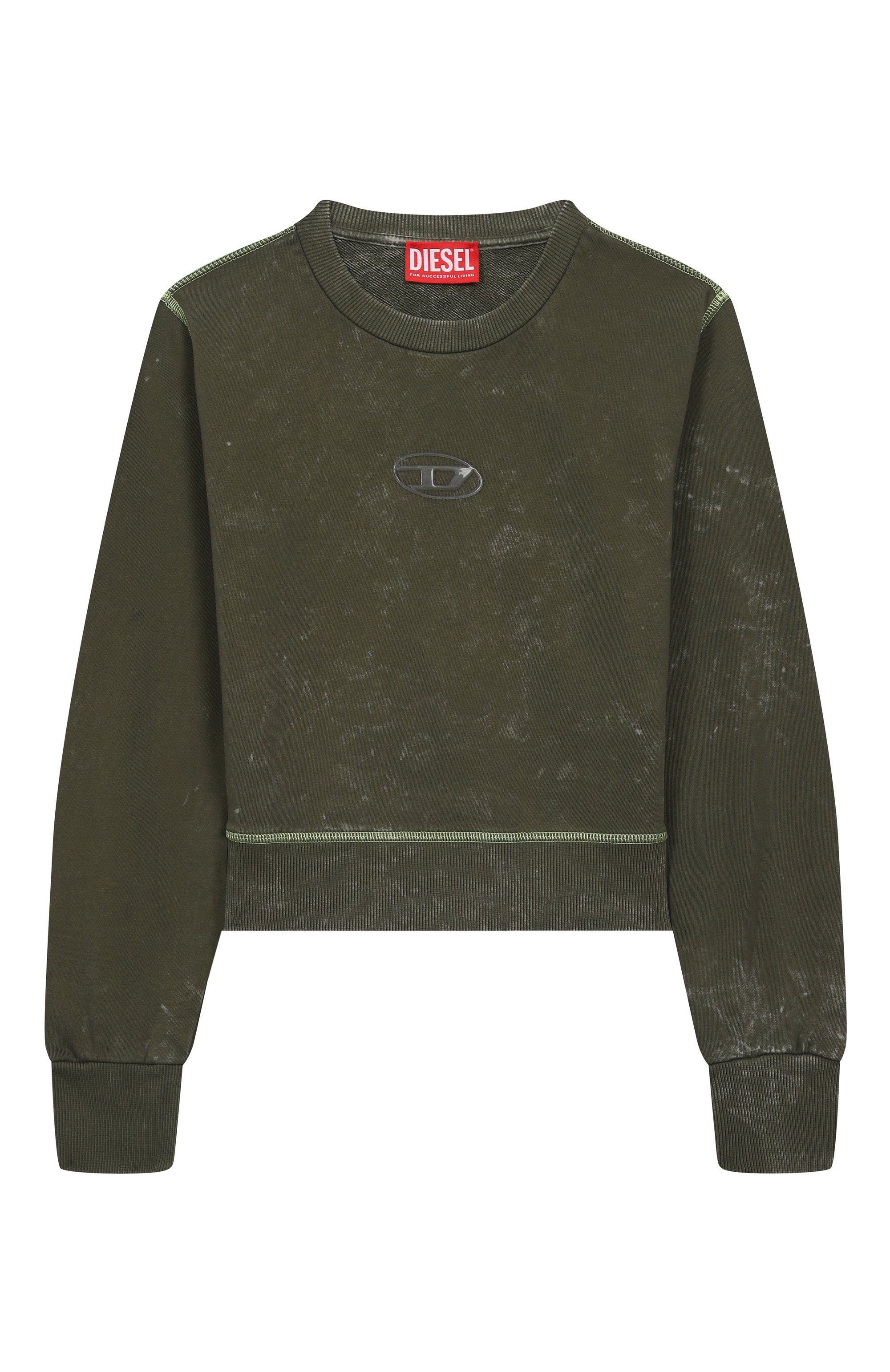 Хлопковый свитшот DIESEL хаки цвета по цене 16950 руб., арт. J02393/KYAZ4, фото 1 Хлопковый свитшот DIESEL, арт. J02393/KYAZ4, фото 1