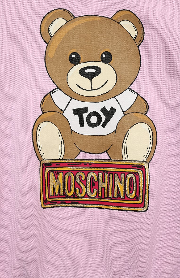 Детская комплект из свитшота и брюк MOSCHINO розового цвета, арт. HDK020/LCA55/4A-8A | Фото 6 (Материал внешний: Хлопок, Синтетический материал; Материал сплава: Проставлено; Драгоценные камни: Проставлено; Рукава: Длинные; Девочки Кросс-КТ: Костюмы-спорт)