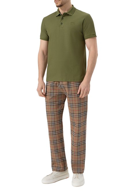 Мужские хлопковые брюки BURBERRY бежевого цвета, арт. 8102887 | Фото 2 (Материал внешний: Хлопок; Драгоценные камни: Проставлено; Материал сплава: Проставлено; Длина (брюки, джинсы): Стандартные)
