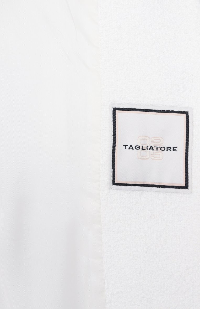 Женский твидовый жакет TAGLIATORE 0205 белого цвета, арт. BEVERLY/340197 | Фото 7 (Материал внешний: Синтетический материал; Рукава: Длинные; Длина (для топов): Стандартные; Стили: Ретро; 1-2-бортные: Однобортные; Женское Кросс-КТ: Жакет-одежда)