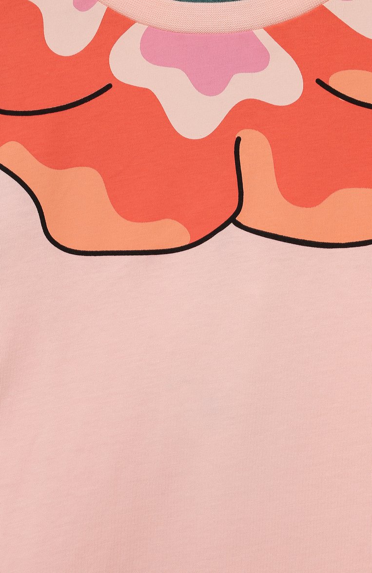 Детское хлопковое платье KENZO кораллового цвета, арт. K60209/3-5 | Фото 3 (Материал внешний: Хлопок; Рукава: Короткие; Материал сплава: Проставлено; Драгоценные камни: Проставлено; Случай: Повседневный; Девочки Кросс-КТ: Платье-одежда; Ростовка одежда: 4 года | 104 см, 5 лет | 110 см)