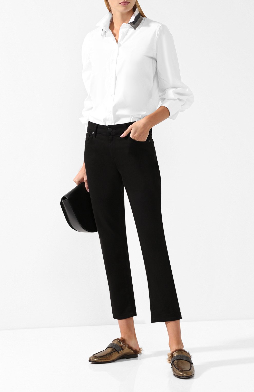 Сабо из металлизированной кожи с отделкой из овчины BRUNELLO CUCINELLI, арт. MZBUC1243, фото 2